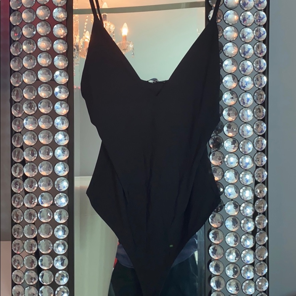Black thong bodysuit